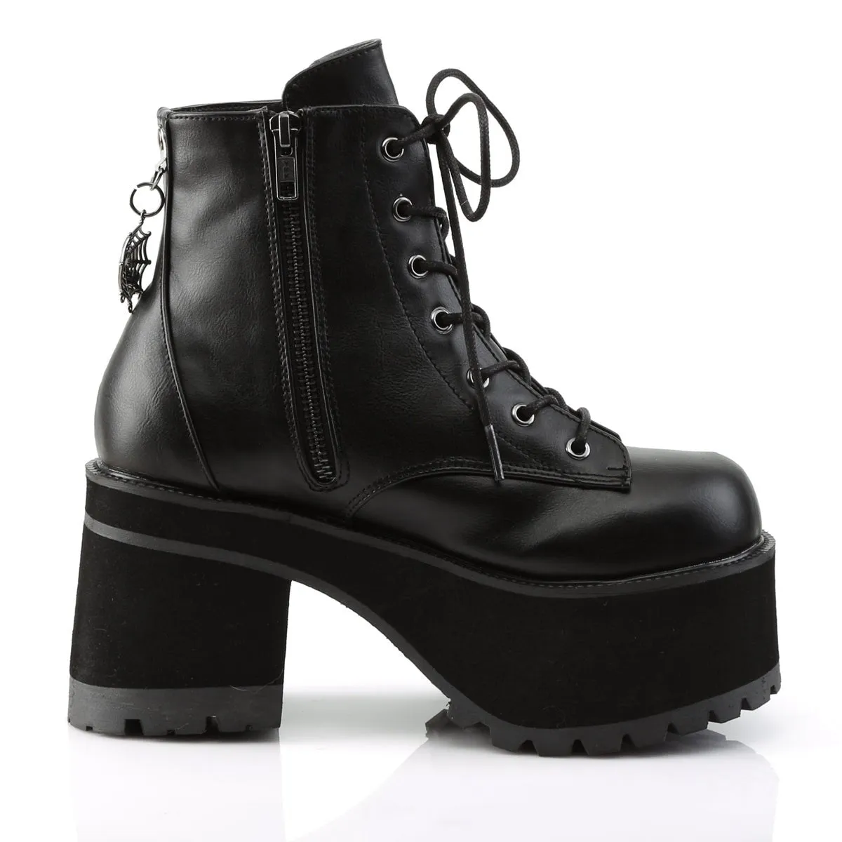 Demonia RANGER-105 | Black Vegan Leather Ankle Boots