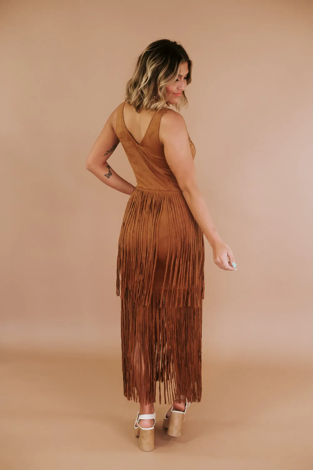 Falling For Fringe Suede Dress