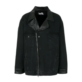 FANG LIP MOTO DENIM JACKET BLACK DENIM