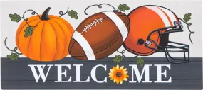 Football & Pumpkin Welcome Sassafras Mat