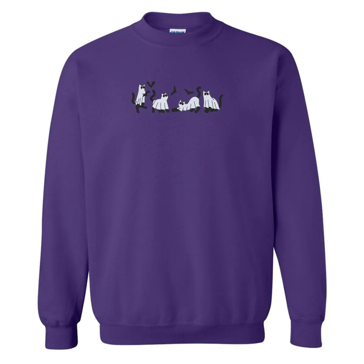 'Ghost Cats' Embroidered Crewneck Sweatshirt