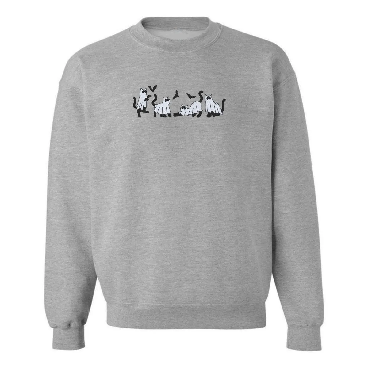 'Ghost Cats' Embroidered Crewneck Sweatshirt