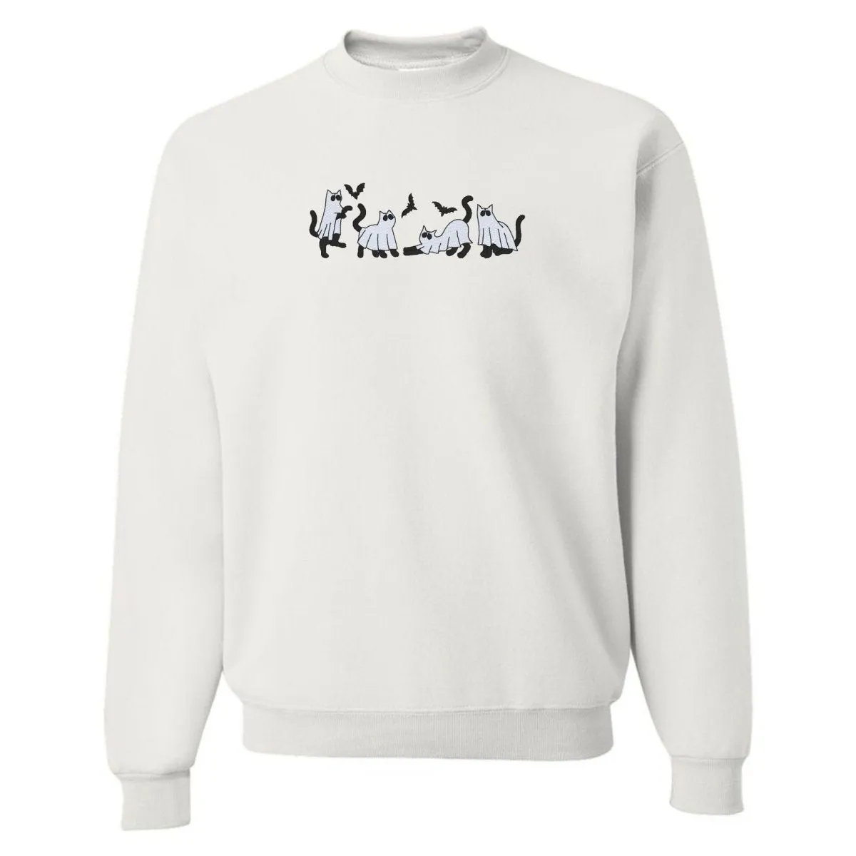 'Ghost Cats' Embroidered Crewneck Sweatshirt