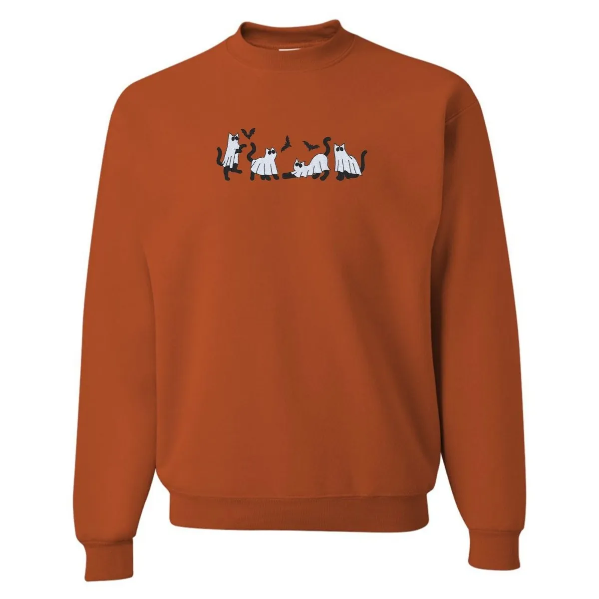 'Ghost Cats' Embroidered Crewneck Sweatshirt