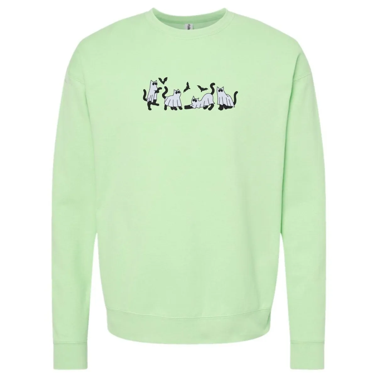 'Ghost Cats' Embroidered Crewneck Sweatshirt