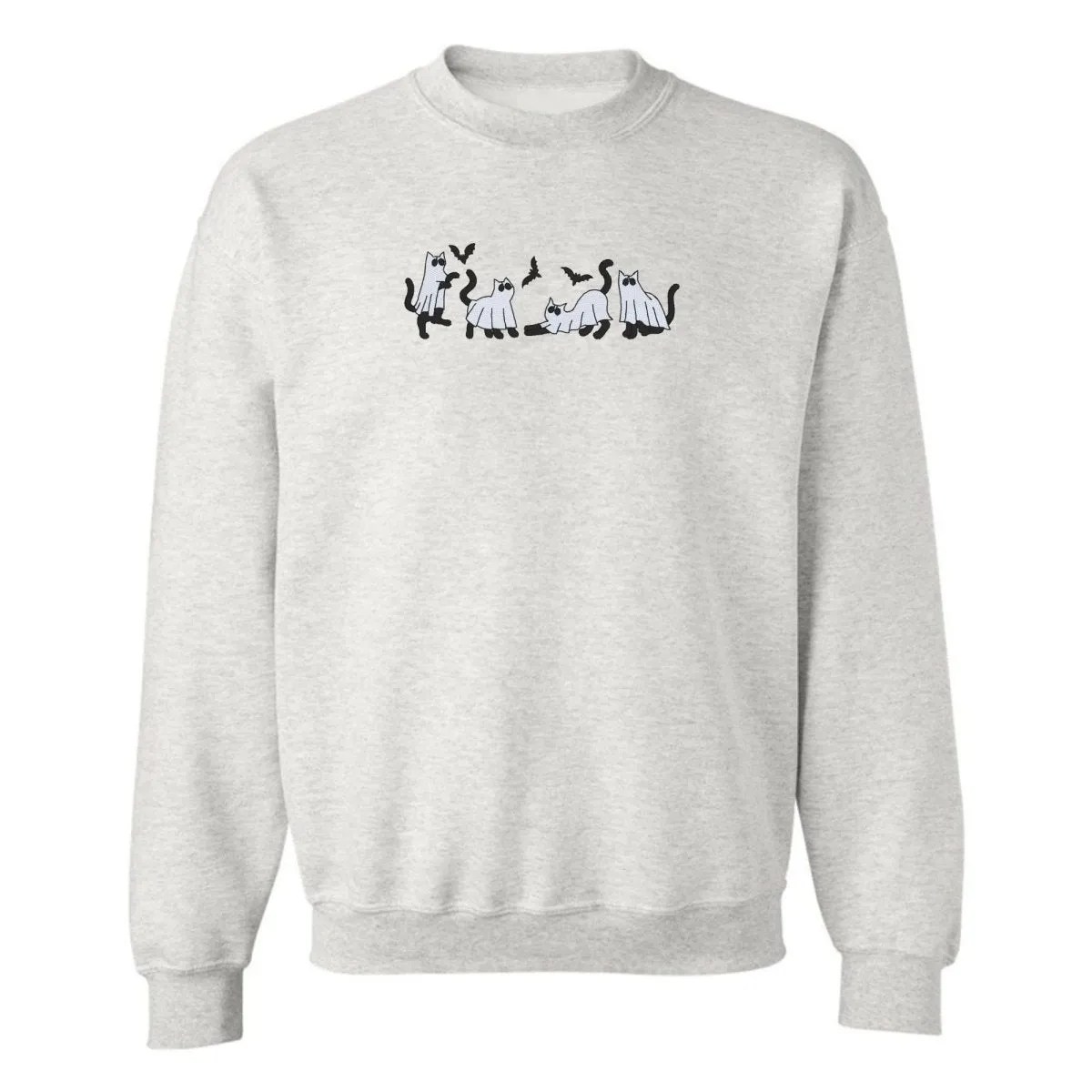 'Ghost Cats' Embroidered Crewneck Sweatshirt