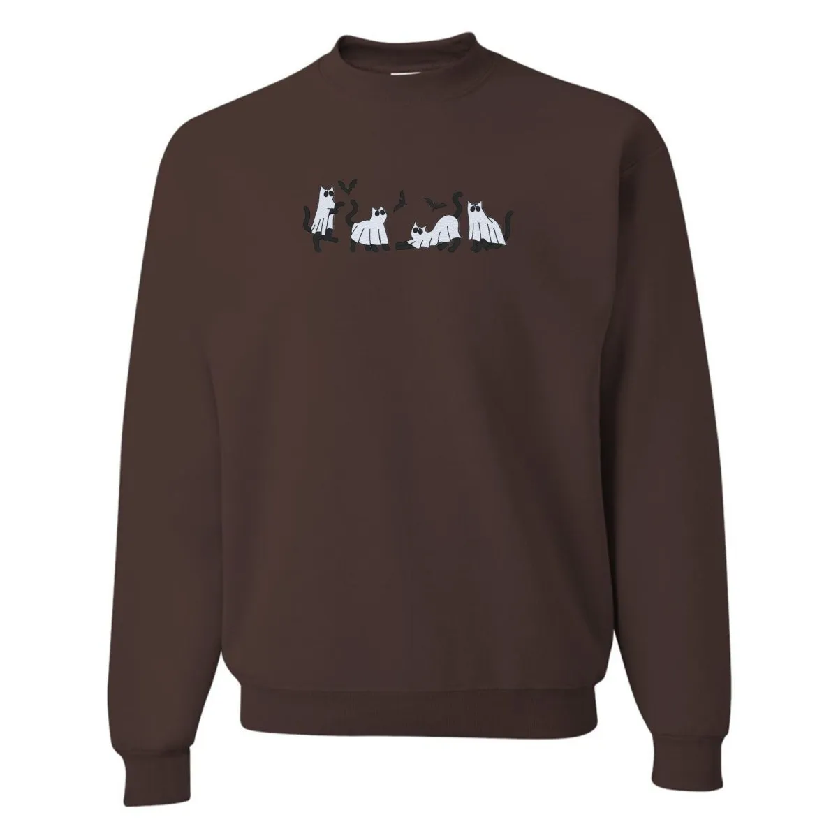 'Ghost Cats' Embroidered Crewneck Sweatshirt