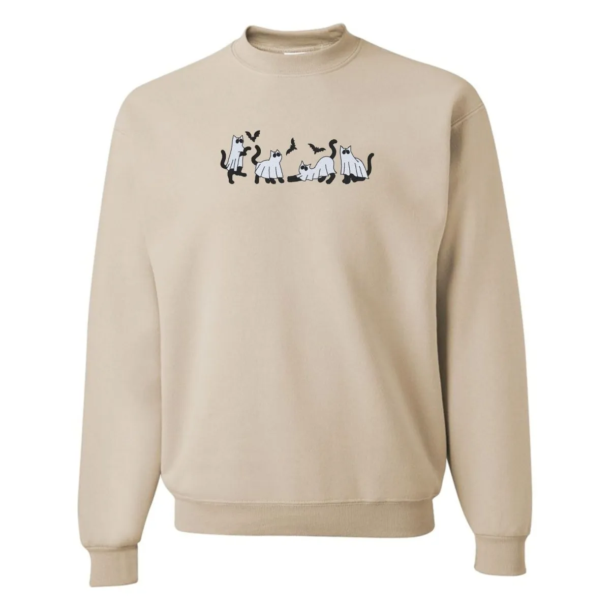 'Ghost Cats' Embroidered Crewneck Sweatshirt