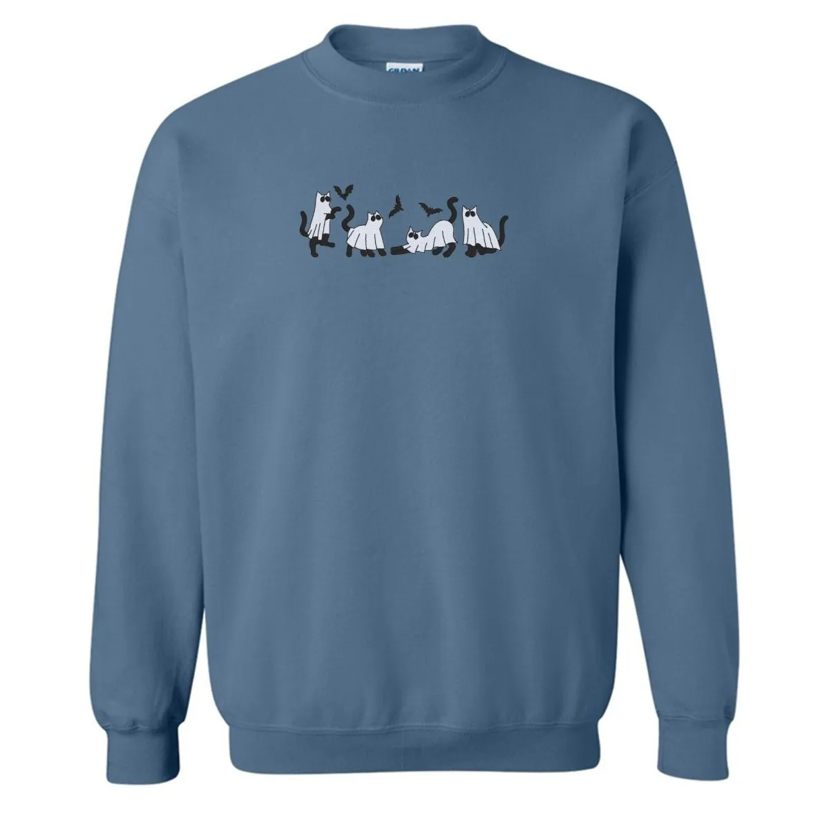 'Ghost Cats' Embroidered Crewneck Sweatshirt