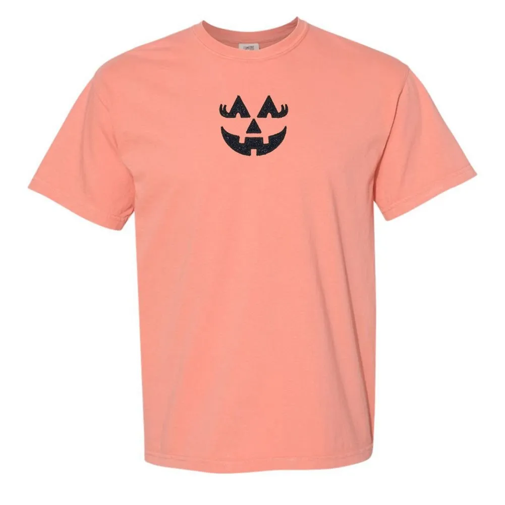 Glitter Embroidery 'Girly Jack-O-Lantern' T-Shirt