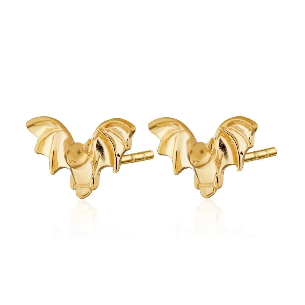 Gold Plated Bat Stud Earrings