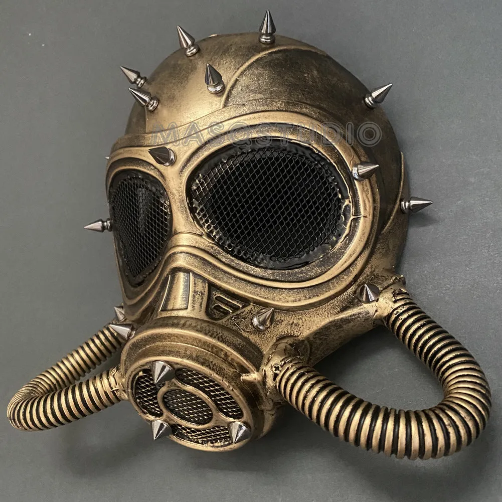 Halloween Costume Cosplay Steampunk Dress up Party Brass Gold Masquerade Gas Mask