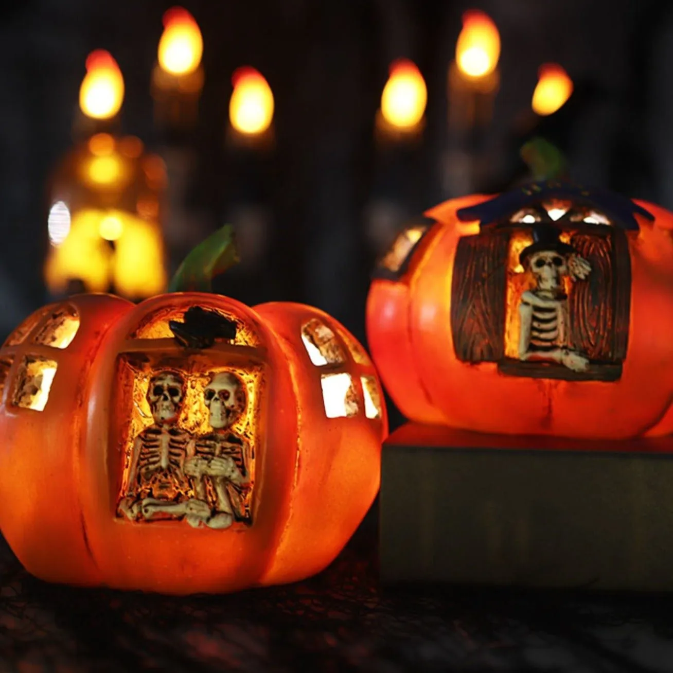 Halloween Skeletons' Pumpkin Hideout