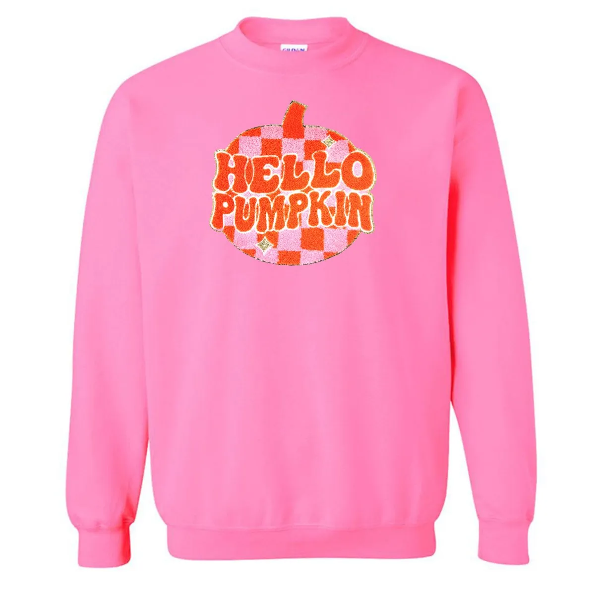 'Hello Pumpkin' Letter Patch Crewneck Sweatshirt