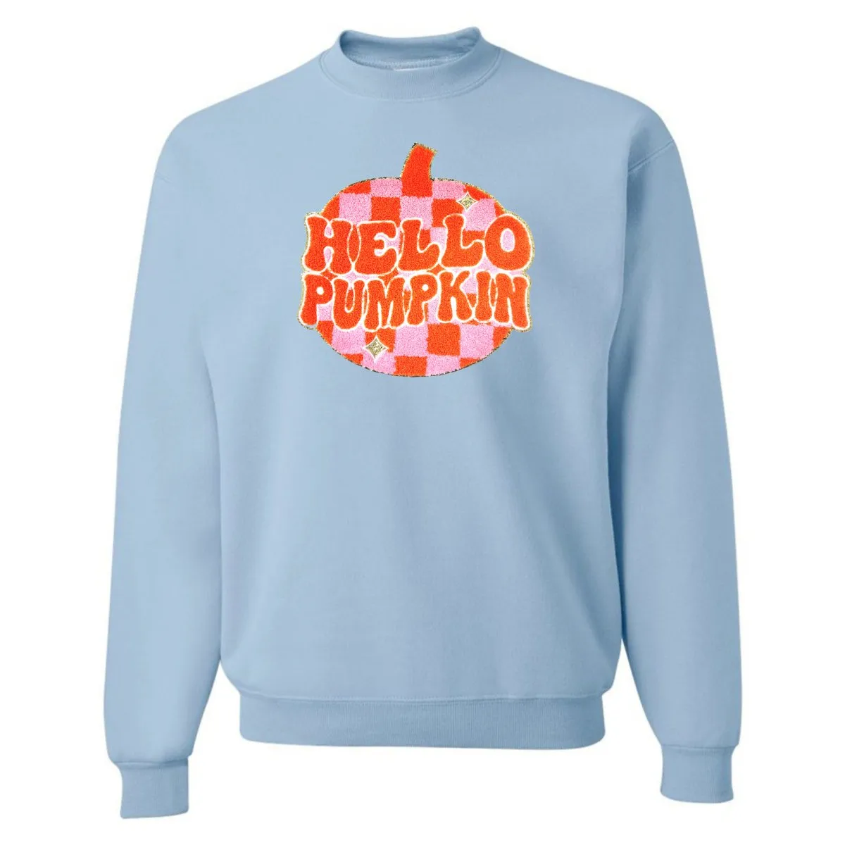 'Hello Pumpkin' Letter Patch Crewneck Sweatshirt