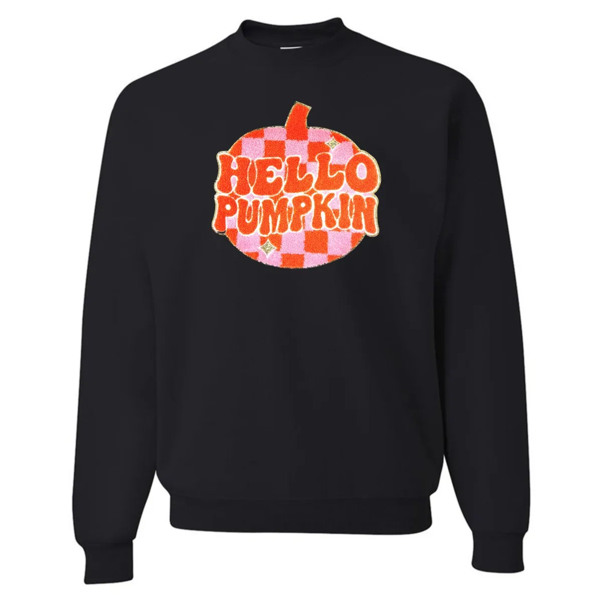 'Hello Pumpkin' Letter Patch Crewneck Sweatshirt