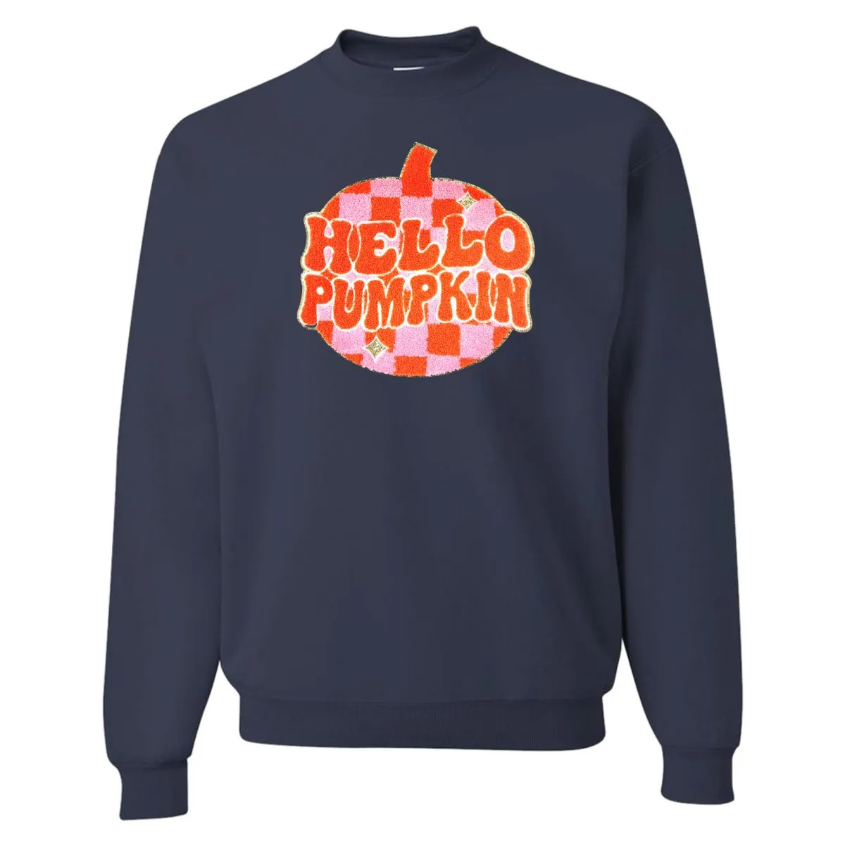 'Hello Pumpkin' Letter Patch Crewneck Sweatshirt