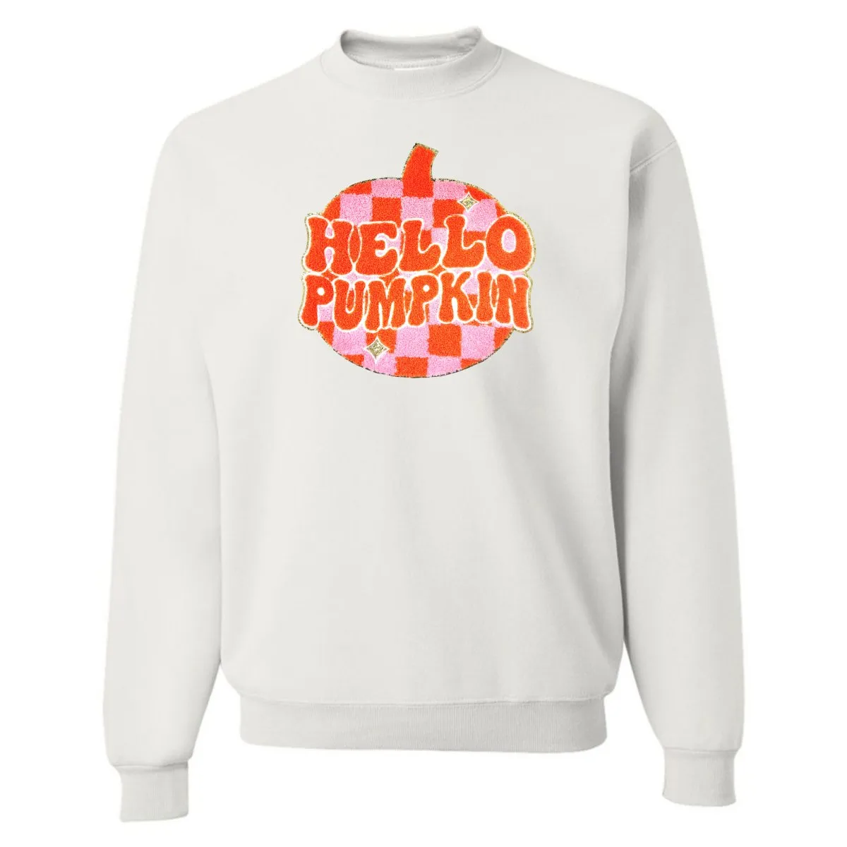 'Hello Pumpkin' Letter Patch Crewneck Sweatshirt