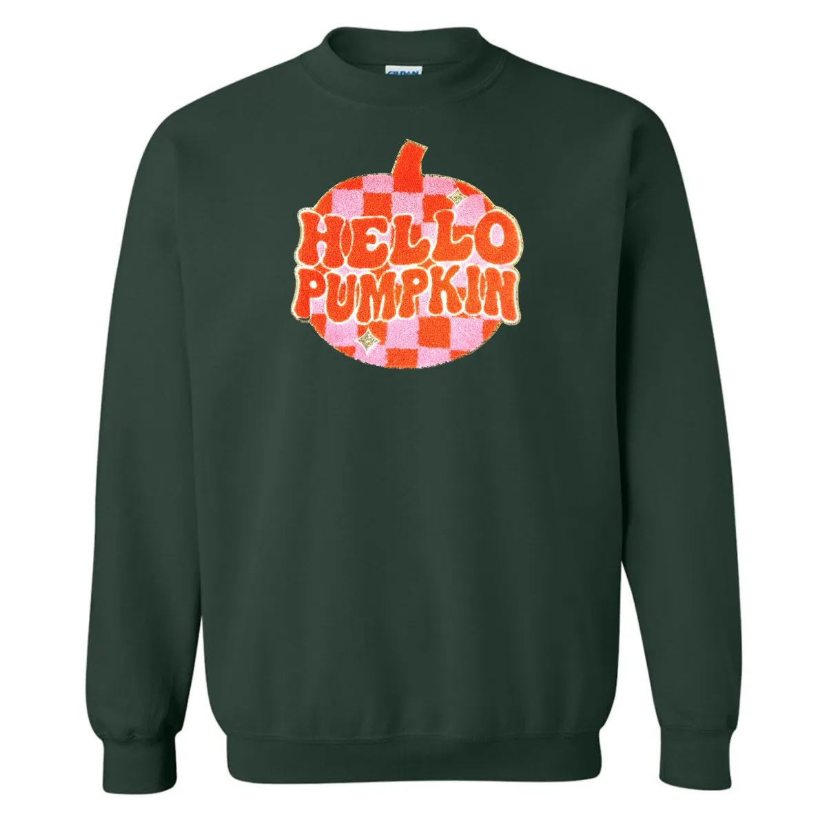 'Hello Pumpkin' Letter Patch Crewneck Sweatshirt