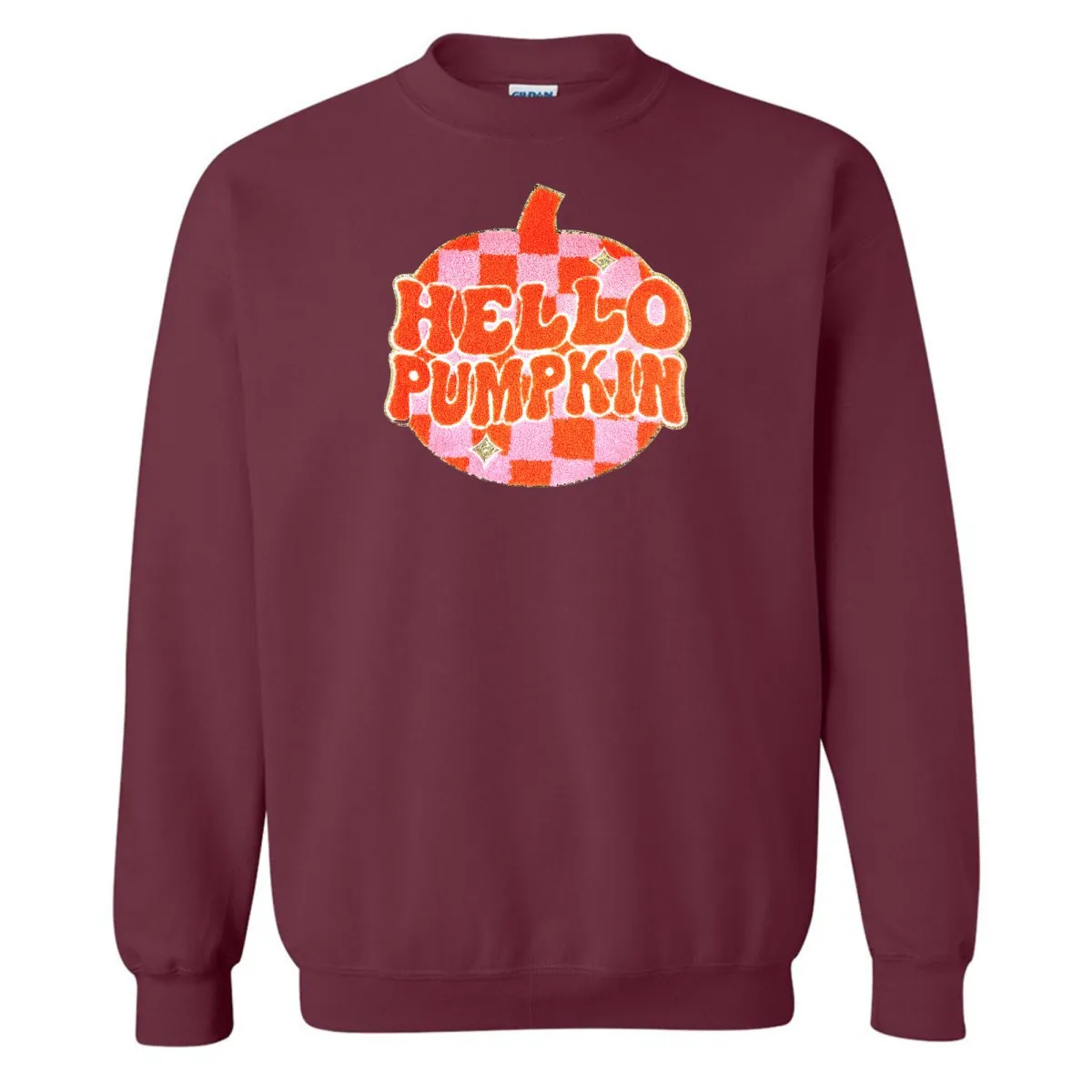 'Hello Pumpkin' Letter Patch Crewneck Sweatshirt