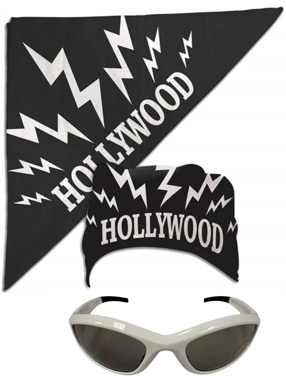 Hollywood Hulk Hogan nWo Bandana White Sunglasses Costume (Black Hollywood Bandana, White Glasses)