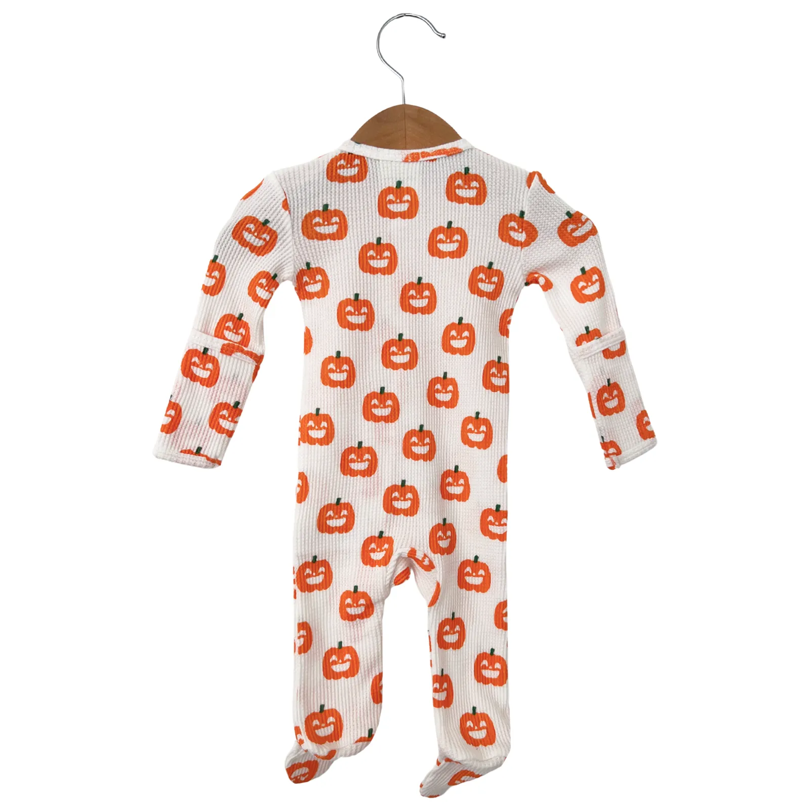 Jack-O-Lantern Organic Waffle Basic Zip Footie