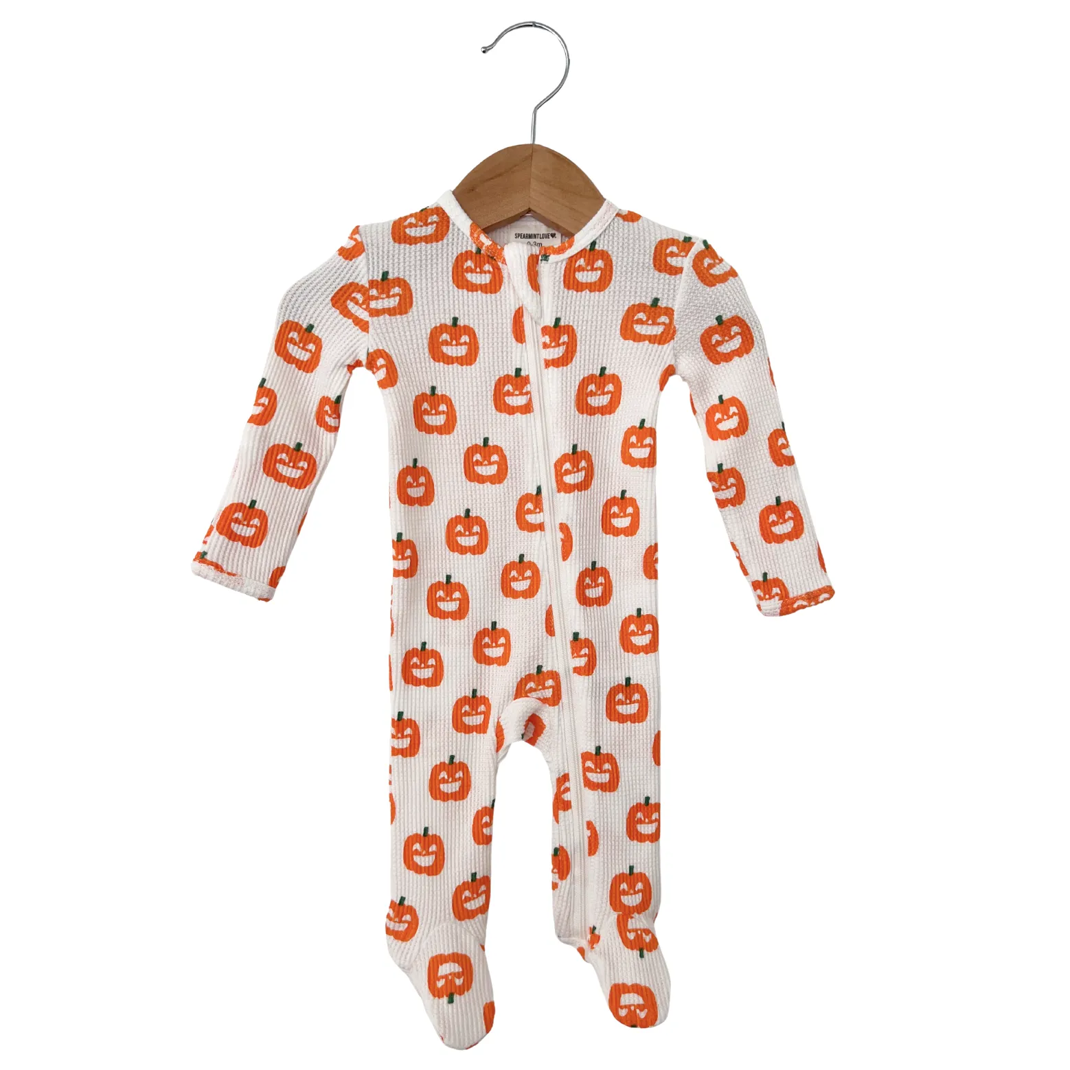 Jack-O-Lantern Organic Waffle Basic Zip Footie