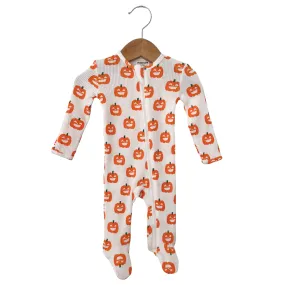 Jack-O-Lantern Organic Waffle Basic Zip Footie