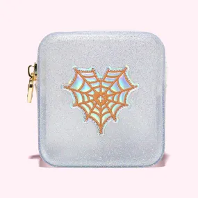 Jelly Mini Pouch with Heart Spider Web Patch