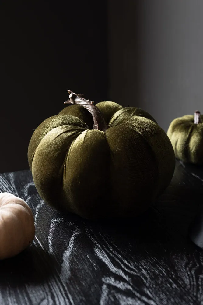 Large Green Velvet Pumpkin