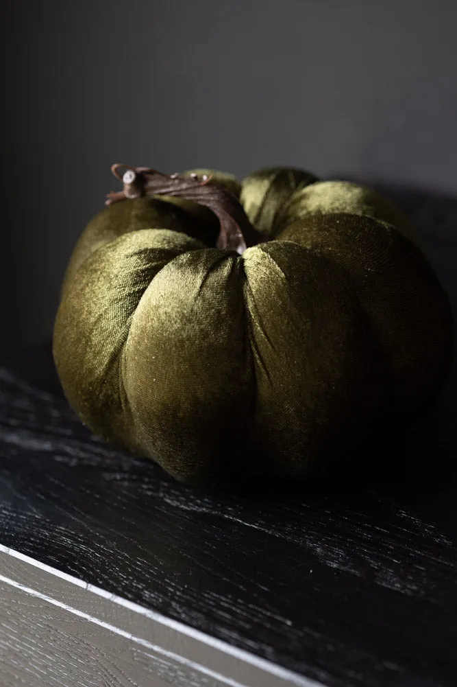 Large Green Velvet Pumpkin