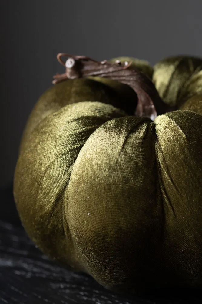 Large Green Velvet Pumpkin