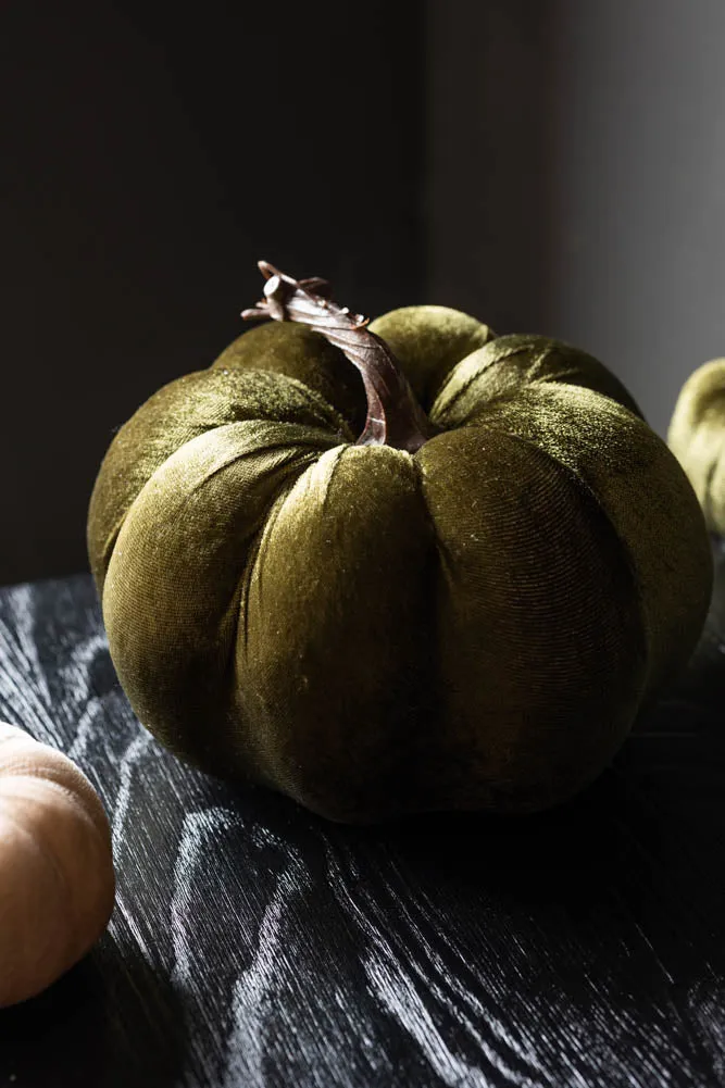 Large Green Velvet Pumpkin