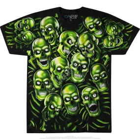 LIQUID BLUE SKULL PILE GREEN T SHIRT ALL OVER PRINT