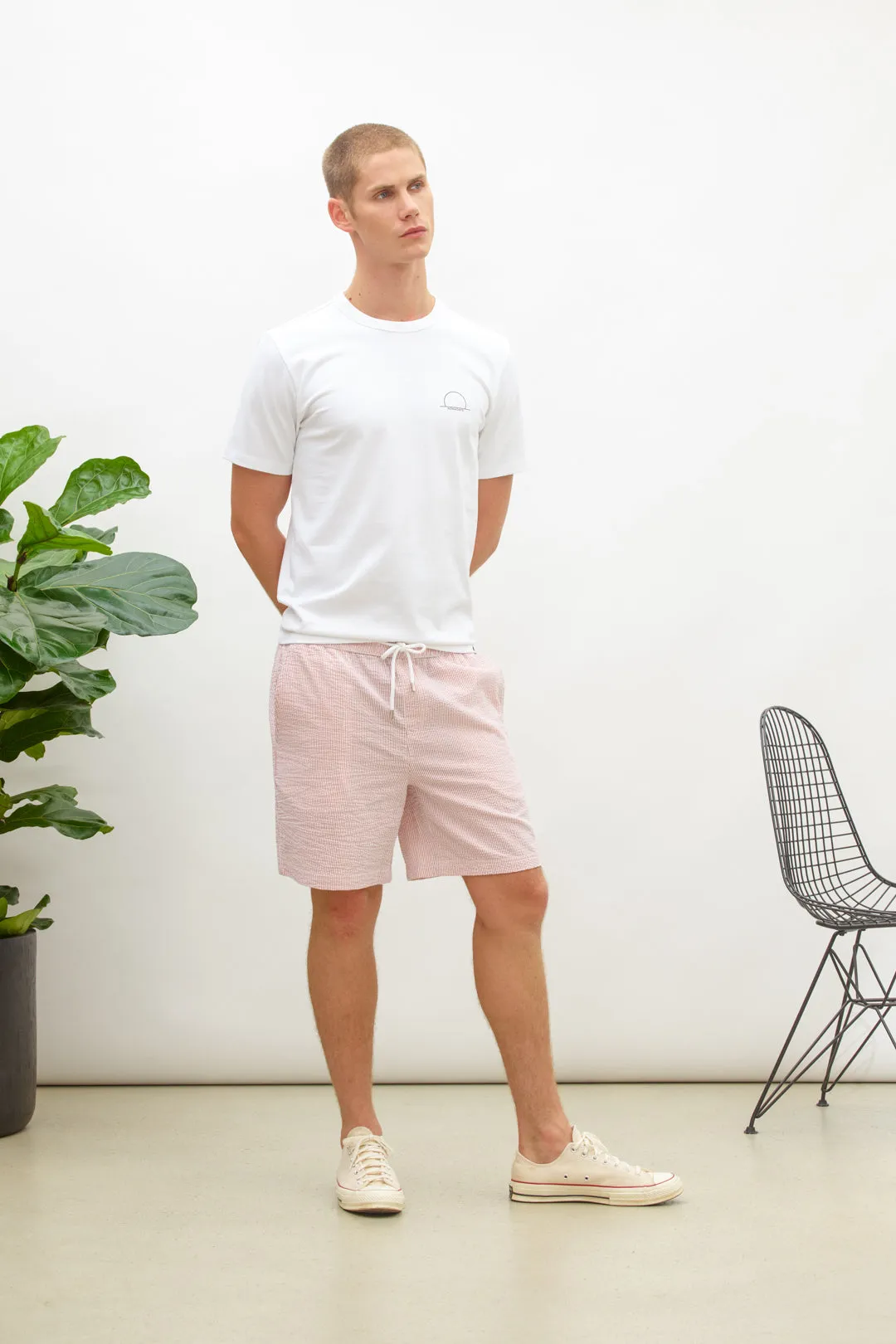 NAI0506D4 seersucker stripe shorts