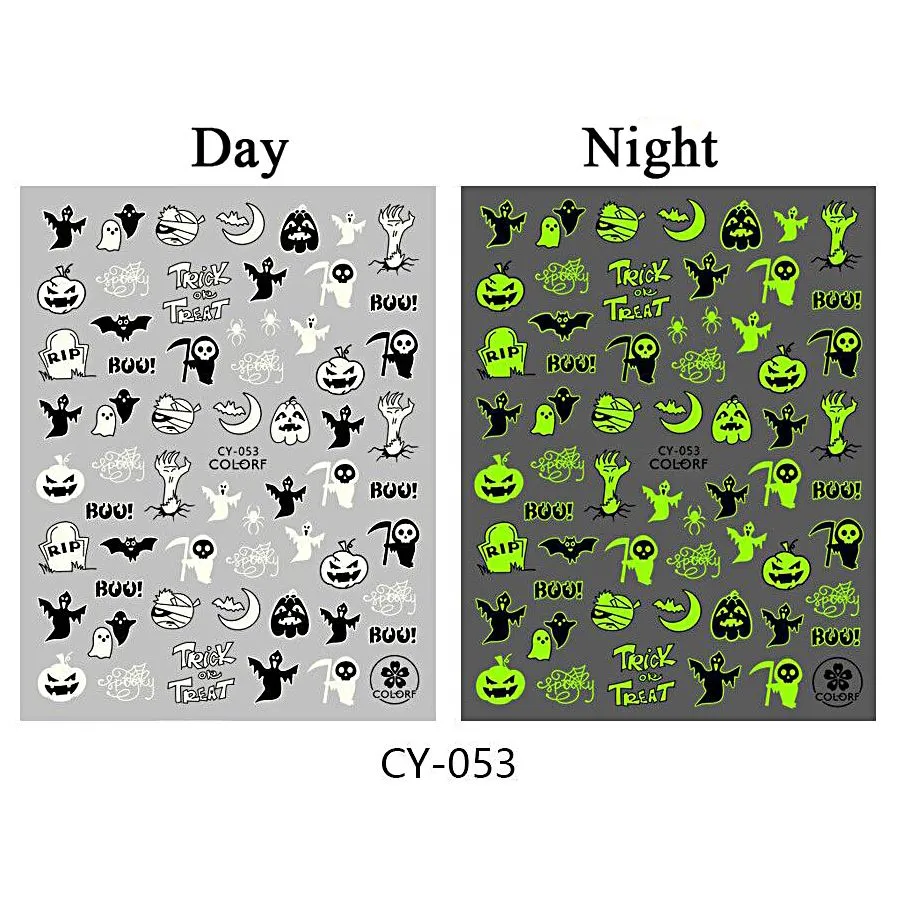 Nail Art Stickers - Halloween Glow in the Dark