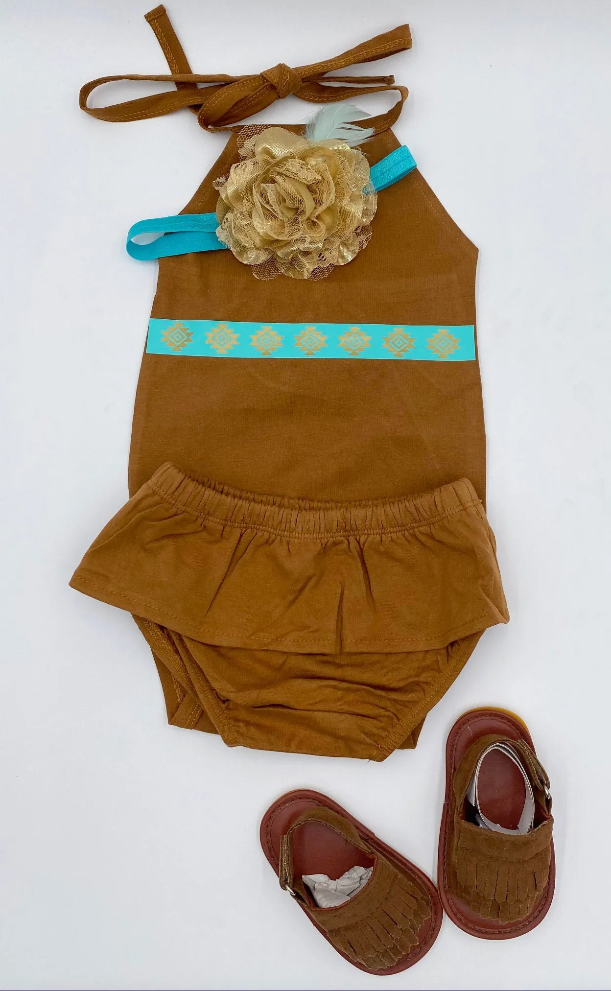 Native American baby Costume, soft and comfortable baby girl costume, Pocahontas baby Princess inspired.