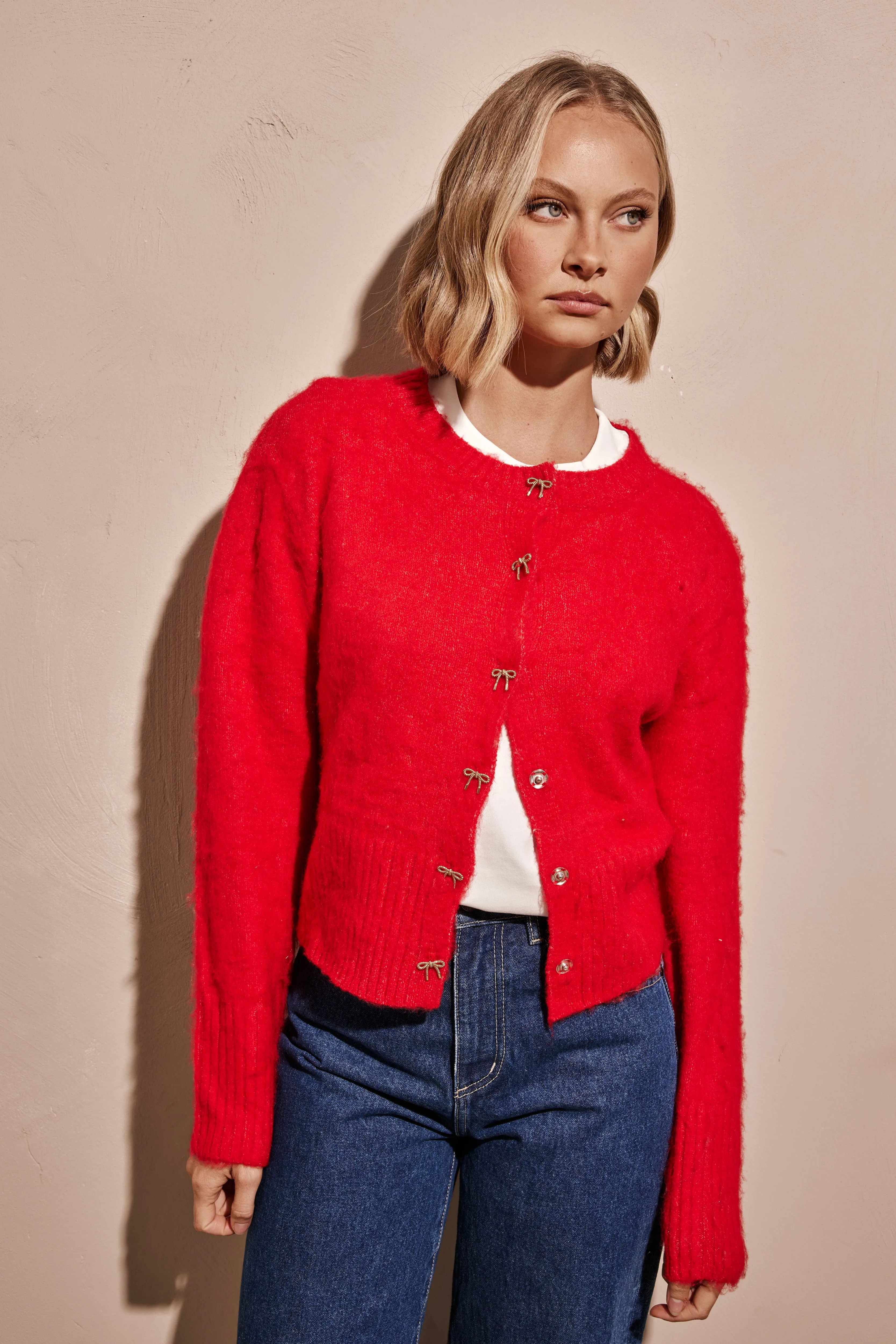 Nori Fluffy Knit Top (Red)