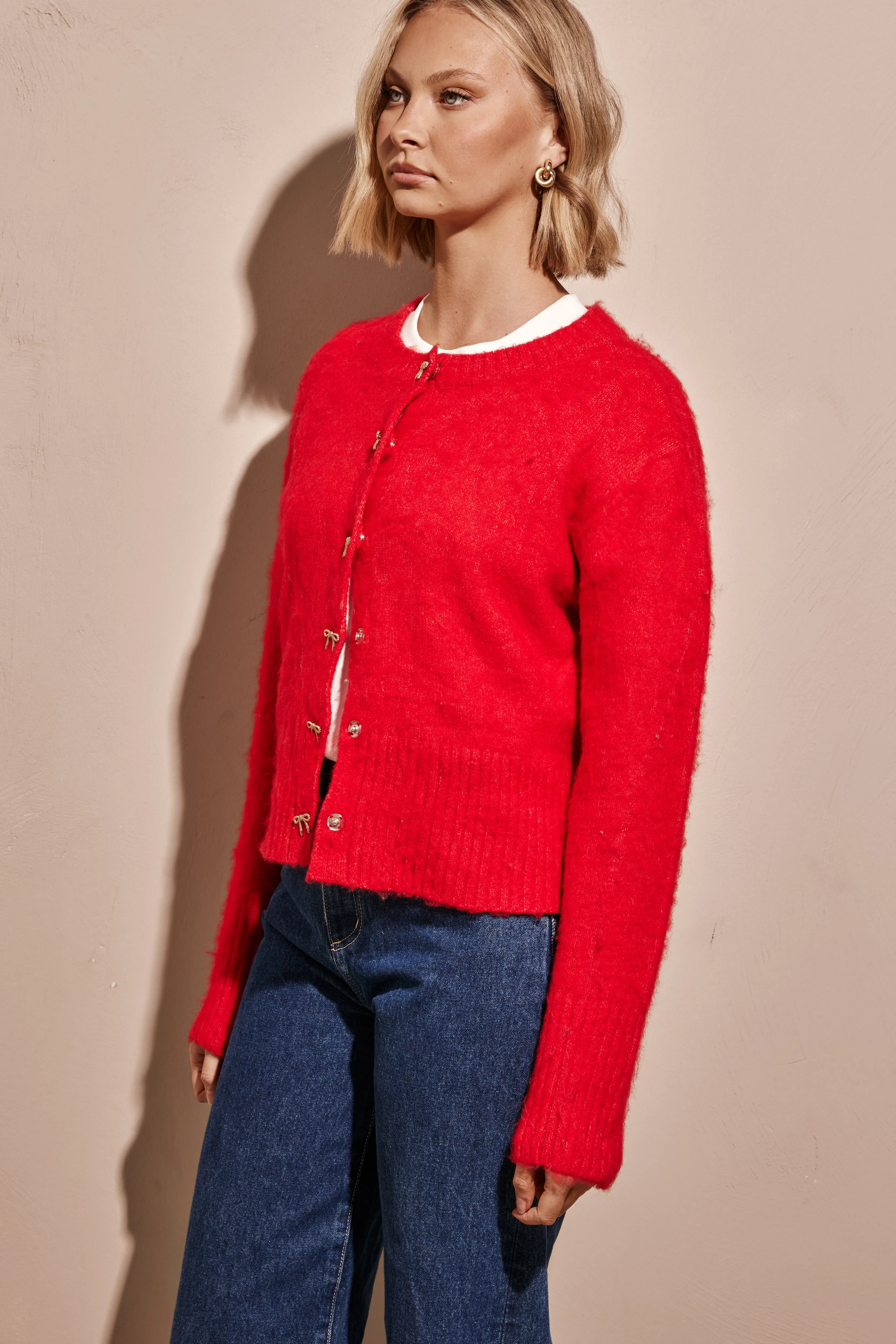 Nori Fluffy Knit Top (Red)