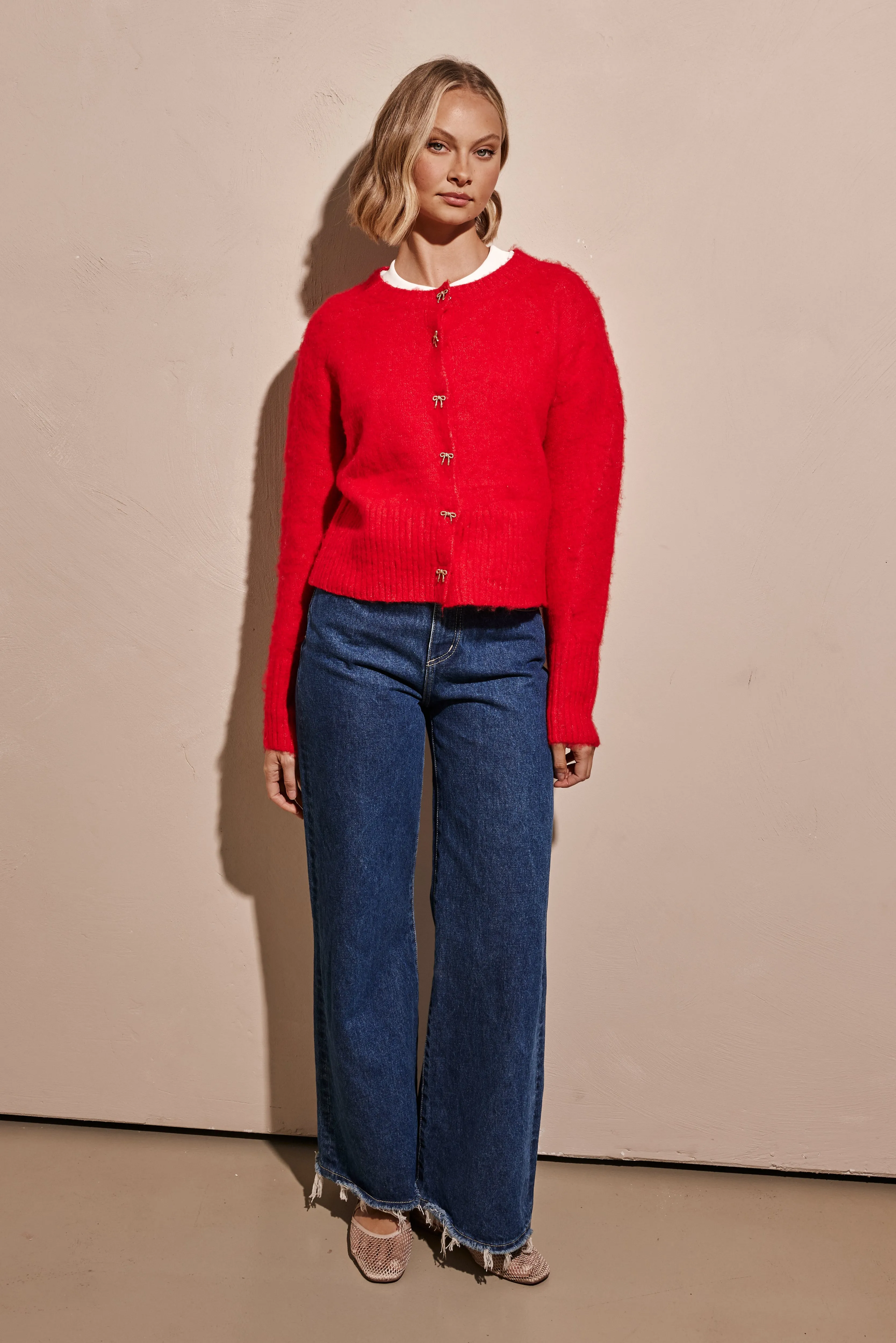 Nori Fluffy Knit Top (Red)