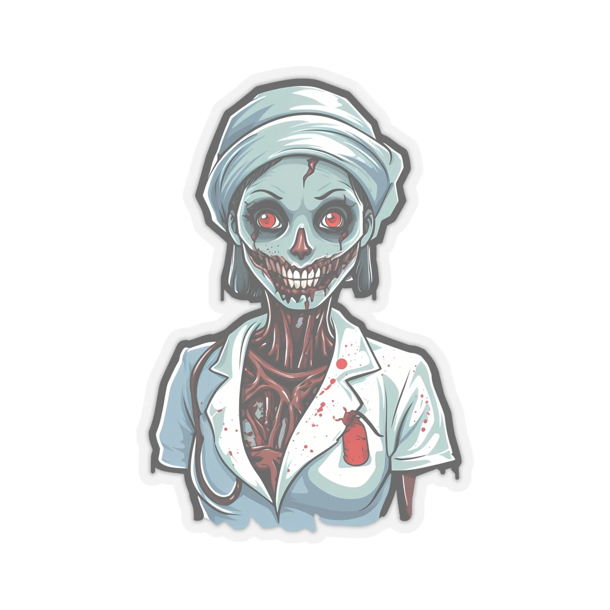 Nurse of Nightmares: Spooky Halloween Zombie Nurse Stickers