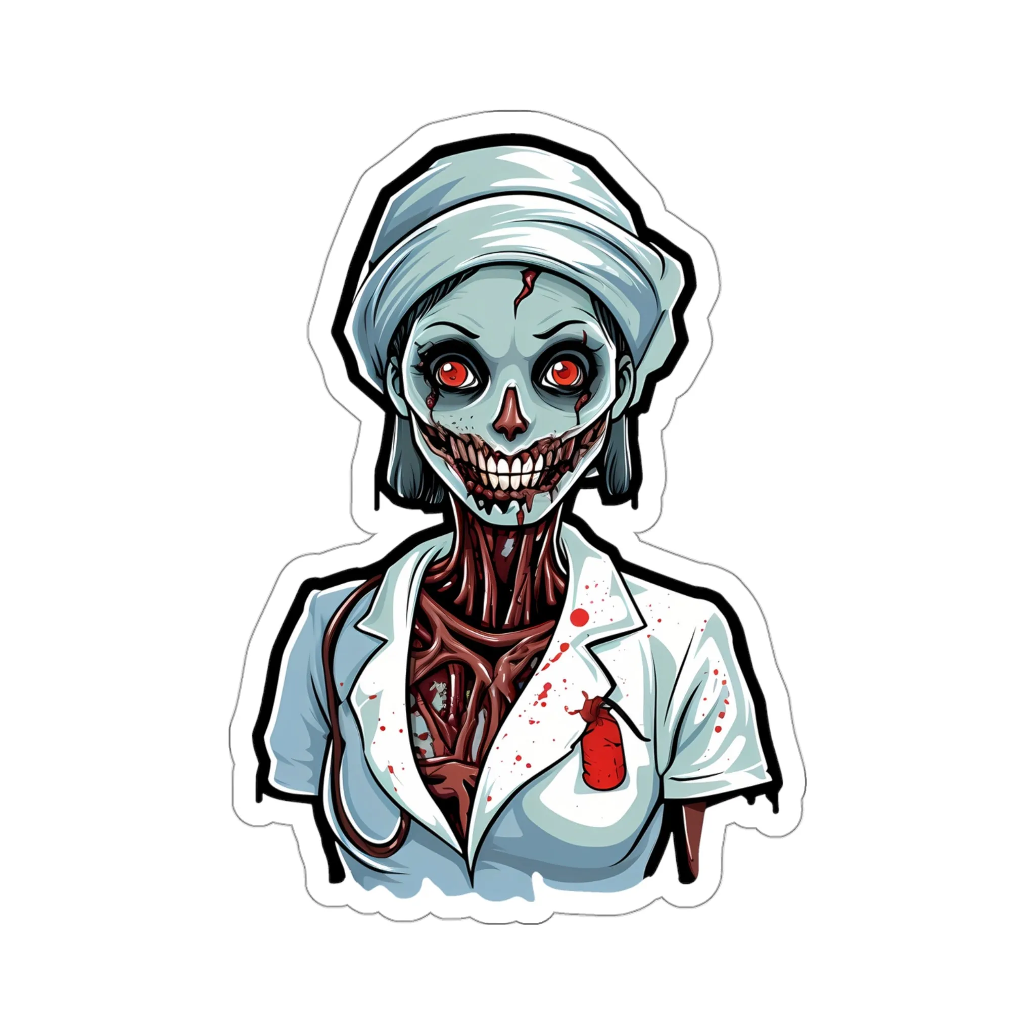 Nurse of Nightmares: Spooky Halloween Zombie Nurse Stickers