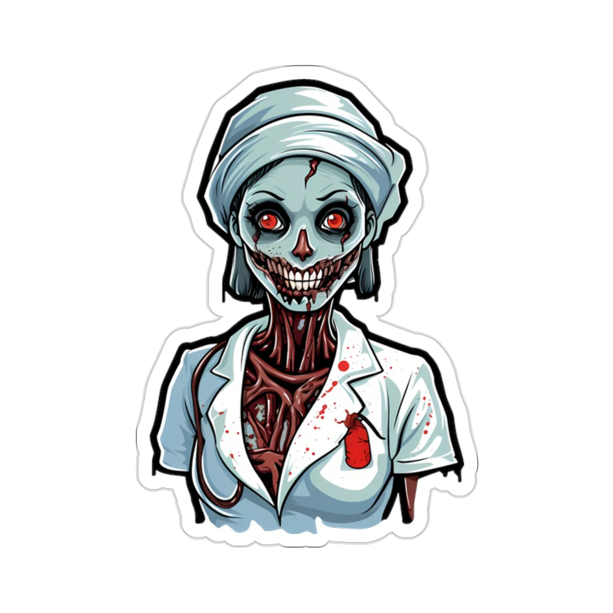 Nurse of Nightmares: Spooky Halloween Zombie Nurse Stickers