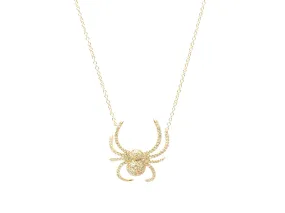 Pave Diamond Spider Necklace