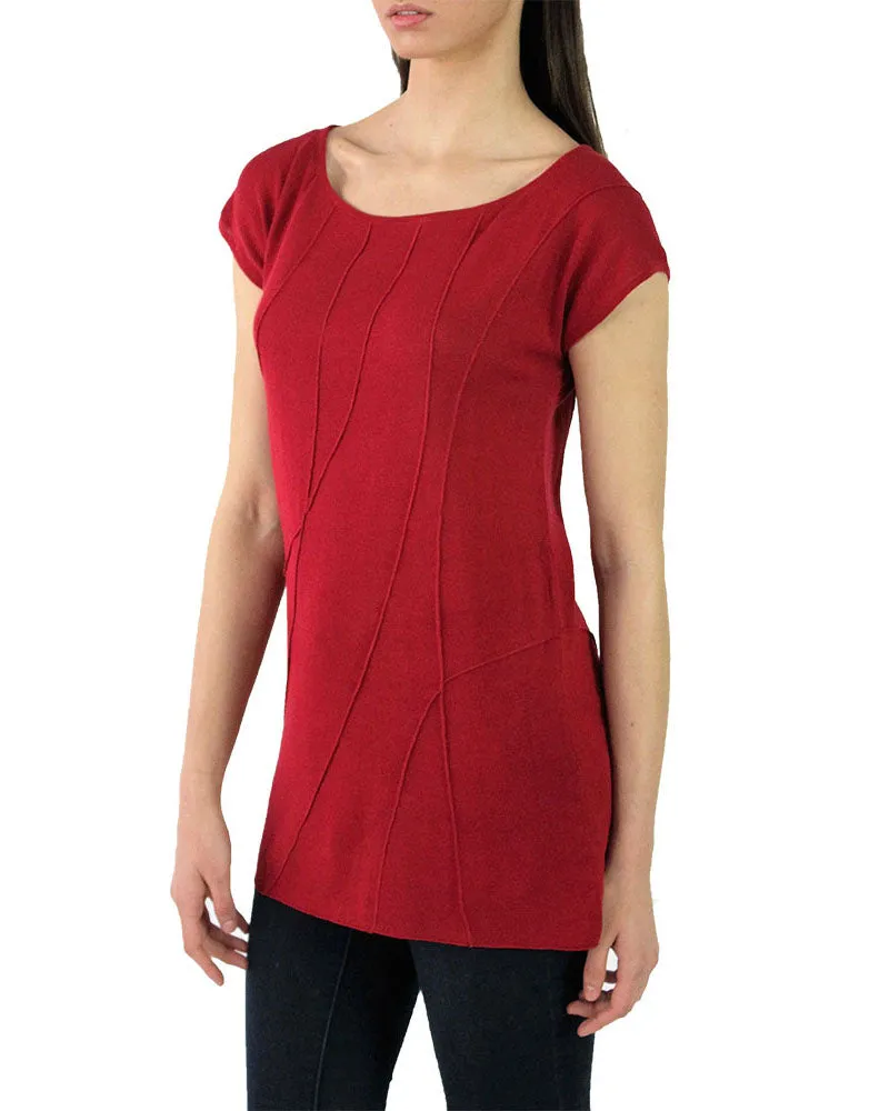 Pima Bamboo Crepe Spider Web Boatneck Tunic