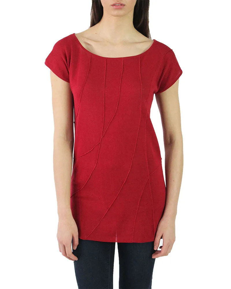 Pima Bamboo Crepe Spider Web Boatneck Tunic