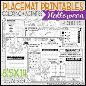 Placemat Activity Sheets {HALLOWEEN} PRINTABLE