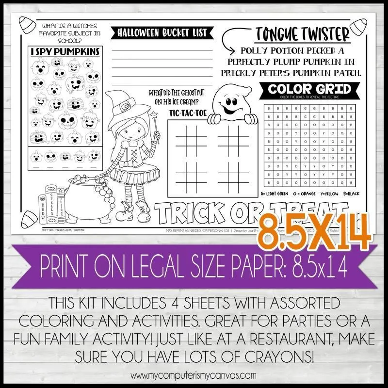 Placemat Activity Sheets {HALLOWEEN} PRINTABLE