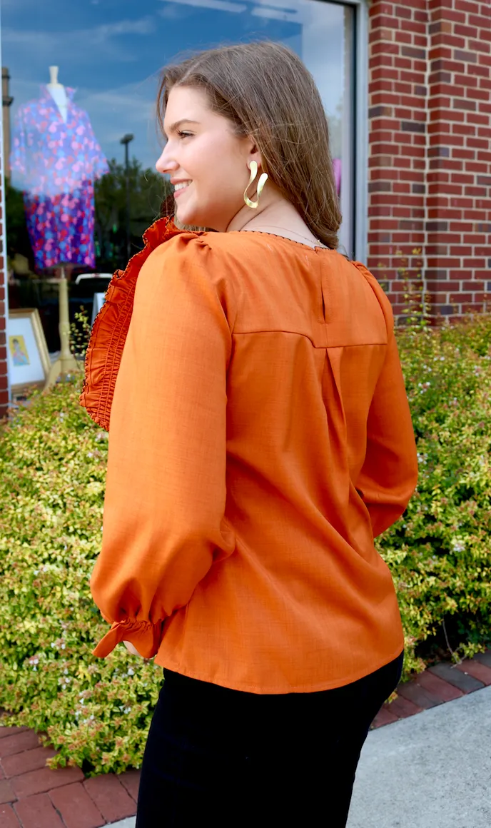 Pumpkin Spice Ruffle Top