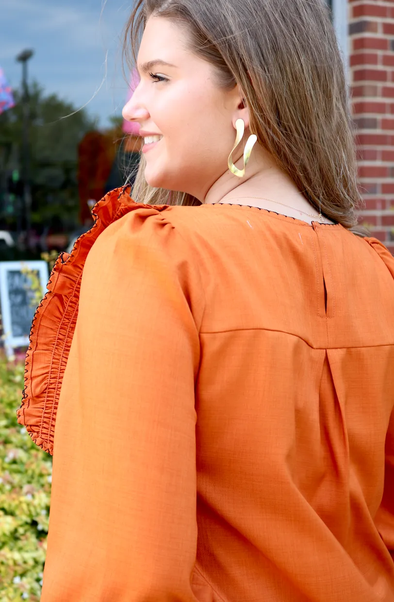 Pumpkin Spice Ruffle Top